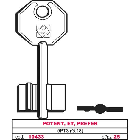 Silca CHIAVE A DOPPIA MAPPA 5PT3 (G. VAS 5) POTENT, ET, PREFER 5.00 pz