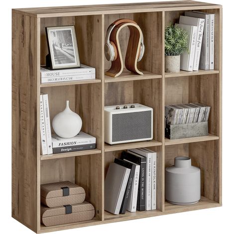 Bibliothèque, Étagère, Meuble de Rangement avec 9 Compartiments, Étagère sur Pied, Bibliothèque Cubique, pour Salon, Bureau, Salle à Manger, Marron Camel LBC177K01 (1/5)