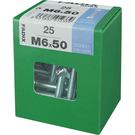Caja l 25 unid. tornillo metrica cab hex+tuerca cinc m 6x50mm fadix (1/2)