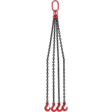 Chaîne de levage ndustriel professionnel 5000 kg 4 x 1,5 m acier noir rouge (1/4)