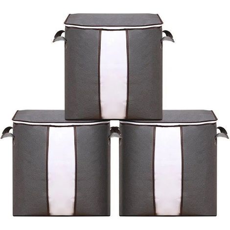 Sac de rangement géant à fermeture éclair pour placard, idéal pour couette, oreiller, édredon, linge de lit, vêtements et couvertures, avec une grande fenêtre transparente.
