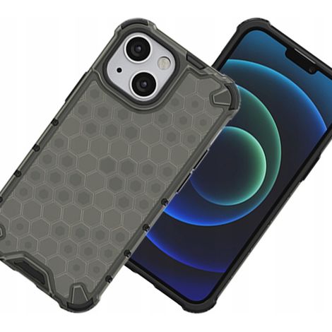 Schwarze Schutzhülle mit Wabenmuster und Gelrahmen für iPhone 13 Mini (1/5)