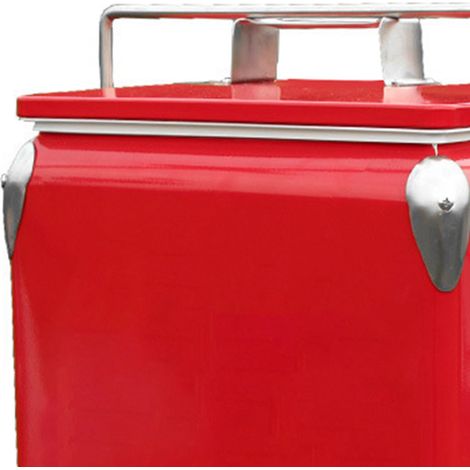 Retro Cola Mini-Kühlschrank, 13 l, tragbarer Reisekühlschrank für Camping und Picknicks, 38 x 32 x 24 cm, Rot (1/4)