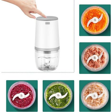 Mini Robot culinaire, 300ml Bébé Blender, Mini Hachoir Électrique, avec Chargement USB (1/4)