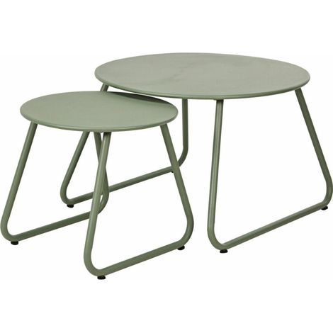 Juego de 2 mesas de metal verde Loft Duo
