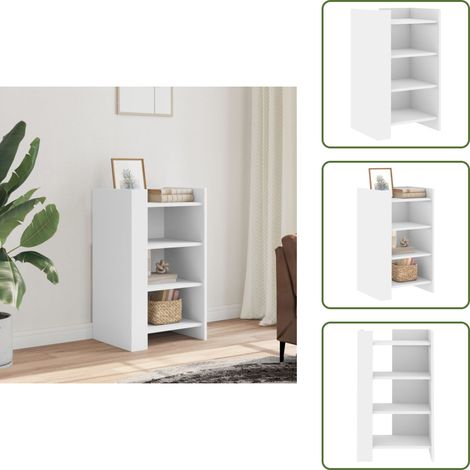 The Living Store Buffet blanc 45x35x75 cm bois d'ingénierie - Buffet Blanc - Meuble De Rangement - Commode - Armoire Moderne - Design Intemporel (1/5)