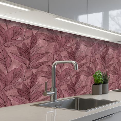 SCHIENALI CUCINA Foglie - Motivo - Viola 150x60 cm (1/5)