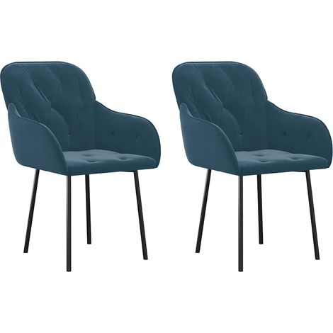 vidaXL Sillas de comedor 2 unidades terciopelo azul (1/2)
