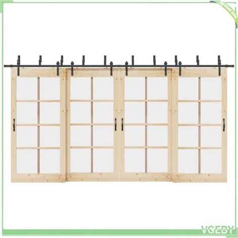 Kit de quincaillerie pour porte coulissante - 427 cm - acier noir - double rail - 80 kg (1/5)