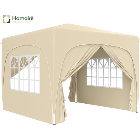 HOMAIRE Pavillon 3x3m wasserabweisend stabil winterfest pop-up faltbar avec UV Schutz 50+ et 4 parties latérales pour camping et jardin