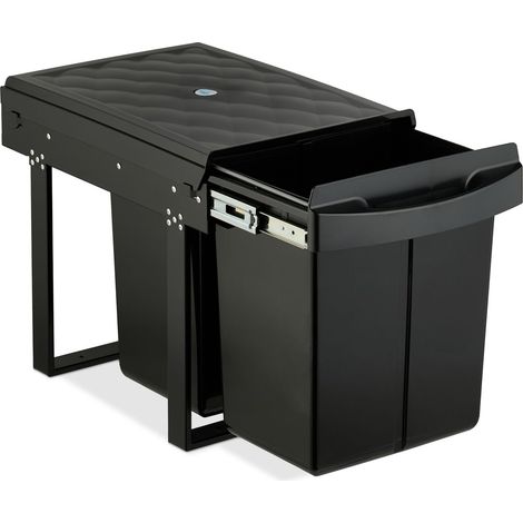 Pattumiera estraibile per rifiuti da cucina, nera, design salvaspazio