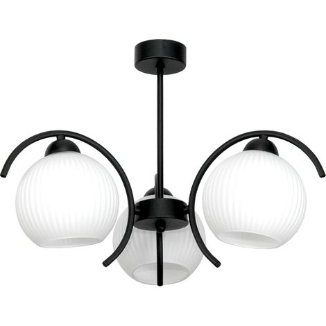 Lampada a sospensione nera con paralume in vetro bianco 15-332 dani