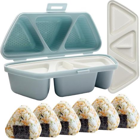Stampo per sushi, stampo per onigiri, stampo triangolare per sushi, stampo per palline di riso 6 in 1, blu (1/5)