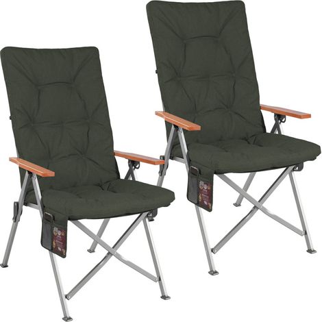 Homecall Campingstuhl Faltbar Hochlehner Luxus Klappstuhl mit 4,5cm Dicke Gepolstert, (150kg Belastbar mit 4 Positionen Verstellbar Angelstuhl, 2 St), für Garten Balkon Wohnmobil (dunkelgrau)