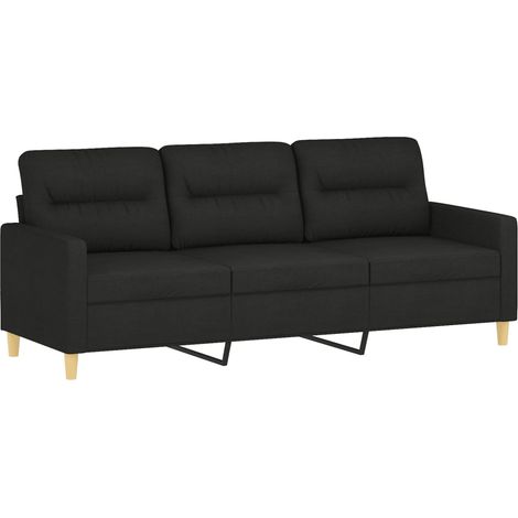 Sofá de 3 plazas de tela negro 180 cm vidaXL (1/5)