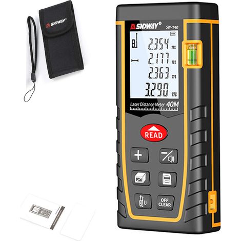 Medidor de distancia láser digital SNDWAY 40M, herramienta de medición láser, 7 modos, calibración automática, cambio de unidad M/in/ft (sin batería) (1/5)