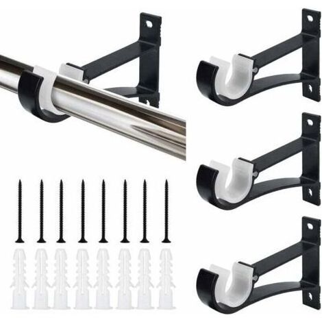 LaBlanc – 4er-Pack Gardinenstangenhalterungen aus Aluminiumlegierung, rostfreie Gardinenstangenhalterung mit Schrauben und Dübel für Wohnzimmer und Büro (1/5)