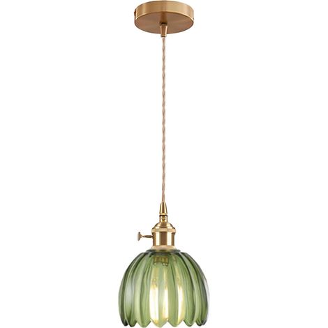 Rétro Lustre Suspendu Intérieur en Verre, 15cm E27 Vintage Suspension Luminaire pour Restaurant Salon Chambre Cuisine Bar Couloir Salle (Sans Ampoule)