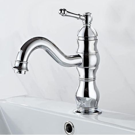 Retro Basin Faucet, 360° Swivel Bathroom Faucet, Brass Basin Mixer Tap, Bathroom Mixer Tap with New Ceramic Valve, Chrome