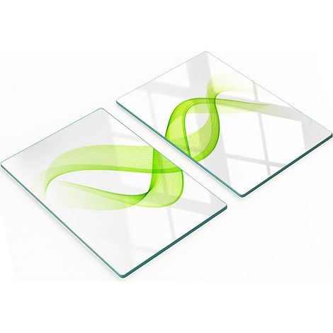 Juego de dos tablas de cocina decorativas de cristal con diseño de ondas coloridas, 2x40x52 cm. (1/5)