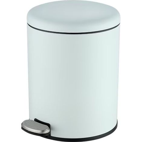 Une poubelle de salle de bain en acier inoxydable, poubelle à pédales, 6L,Blanc (1/2)