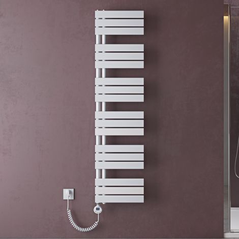 doporro Radiateur de Salle de Bain Sèche-Serviette 159x40cm avec Résistance Chauffante Blanc 1000W Radiateur à Eau Chaude Blanc Design FN (1/5)