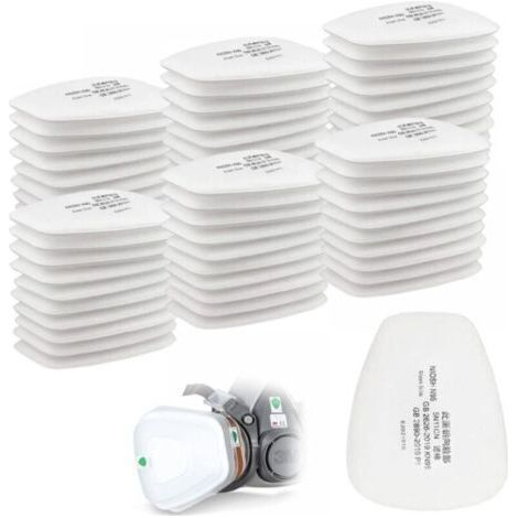 60 Pack Filter Cotton, Full Face Mask Filter, 5n11 CN Insert Filter, Cotton Filter for 6000, 6200, 6800, 7501, 7502, FF402 Filters (White) (1/4)