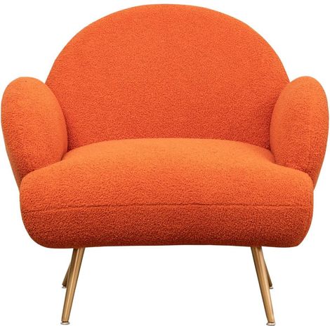 Fauteuil, fauteuil incurvé haut de gamme, fauteuil minimaliste pour salon, couleur orange. (1/5)