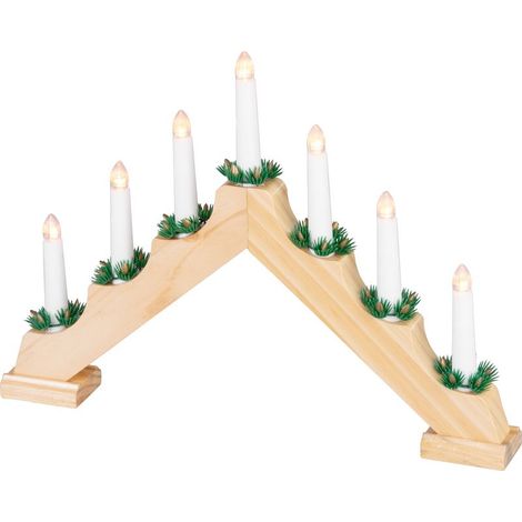 Kerzenhalter MagicHome Weihnachten, 7x LED warmweiß, Holzimitation, 2xAA, Innenbereich, 39x4,5x29 cm (1/2)