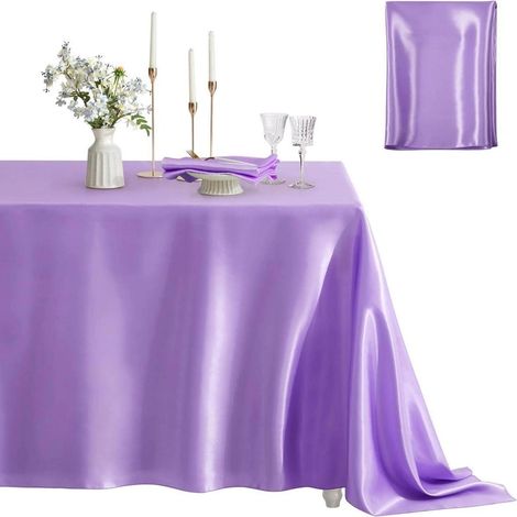Satin-Tischdecke rechteckig 152x213cm Lila für Hochzeiten & Partys