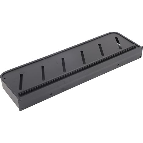 Étagère de rangement murale flottante en aluminium noir de 40 cm pour salle de bain, avec porte-serviettes et crochet. (1/5)