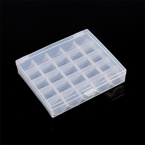 Boîte de rangement transparente pour 25 bobines de fil vides (1 pièce) pour machine à coudre