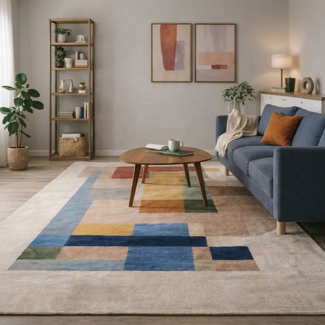 Tapis design ArtisticFlux - Designertapis - 290x190cm, Rectangular - 100% Laine vierge - Tufté main - Multicolore