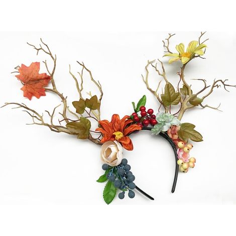 Fotoshooting im Wald-Stil, Haarreif aus Baumzweigen, Weihnachts-Rentiergeweihe, Haarschmuck aus Blumen, ausgefallene Halloween-Bühnenkostüme, Kopfbedeckungen für den Laufsteg (1/5)
