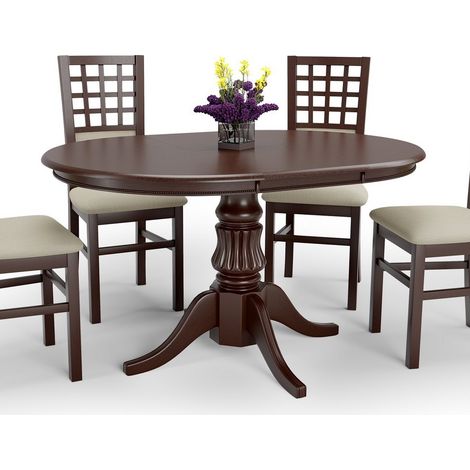 Table ronde extensible style noyer avec pied central Walsor (1/5)