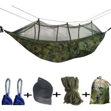 pair Hamac avec moustiquaire, Hamac Suspendu avec Sangles d\\'arbre pour l\\'extérieur/randonnée/voyage (ArmyGreen+Camo)