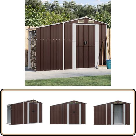 Gerätehaus Braun 277x93x179 cm Verzinkter Stahl - Gartensaison - Gartenhäuschen - Werkzeuglager - Outdooraufbewahrung - Gartenmöbel