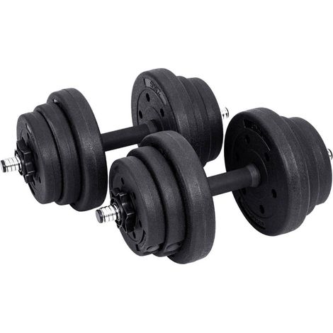 Mancuernas juego de 2 cortas recubiertas de plástico 2 x 10 kg fitness culturismo deporte 120002036 (1/5)