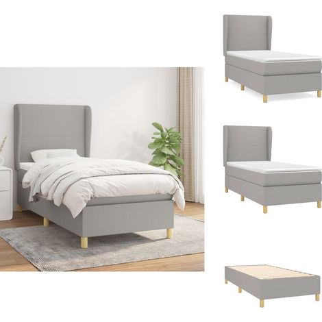 Boxspringbett mit Matratze Hellgrau 90x190 cm Stoff - Boxspringbett - Doppelbett - Schlafsofa - Bettenrahmen - Lattenrost (1/5)