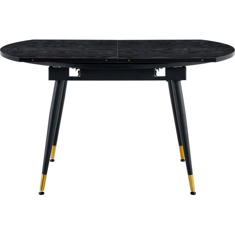 Tavolo da pranzo allungabile in MDF nero con gambe metalliche dorate 135 x 85 x 77 cm (1/5)