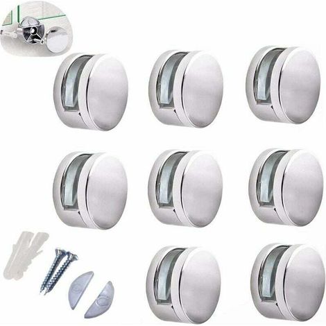 8 Pièces Clips Verre en Alliage Zinc Clips de Miroir Support pour 3-5mm Pince de Verre (Accessoires Compris) (1/4)