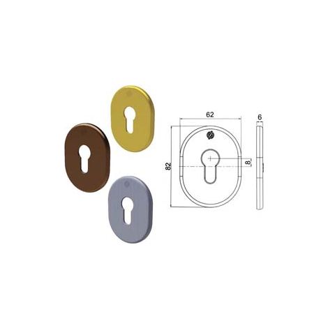 MOSTRINA INTERNA/ESTERNA CILINDRO EUROPEO SERIE T- - mm.62X82X6 ottone lucido (4302KOL) - 5 pezzi SECUREMME