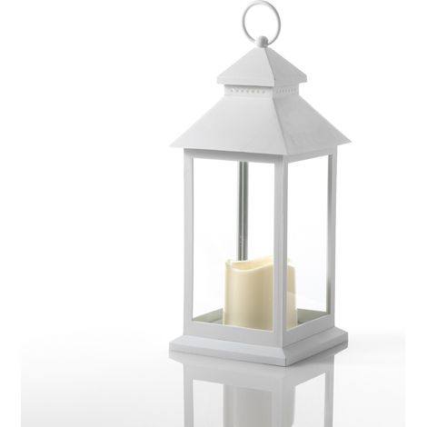 Lampada decorativa in plastica bianca cm. L.13,5 x P.13,5 x H.30,5