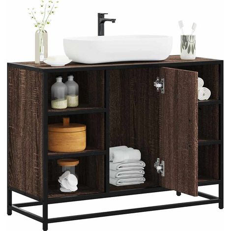 Armario lavabo baño madera ingeniería roble marrón 80x33x60 cm vidaXL (1/5)