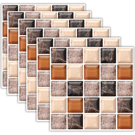Autocollants Muraux 3D Effet Carreaux, Lot de 30, 20x20cm, PVC Auto-adhésif, pour Cuisine, Salle de Bain et Décoration Murale (1/5)