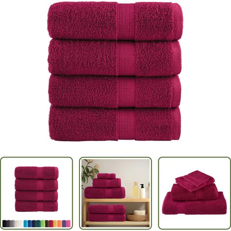 vidaXL Baumwolltuch - Premium Gästetücher SOLUND 4 Stk. Bordeaux 30x50 cm 600 g/m² (1/5)