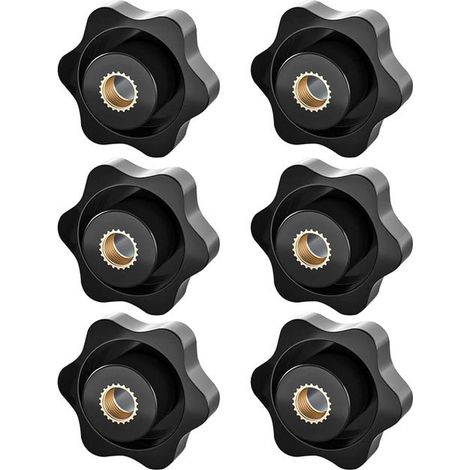 M8 star nut clamping knob, knurled thread clamping knob, suitable for machinery, furniture, and electronic equipment, 6-pack. (1/4)