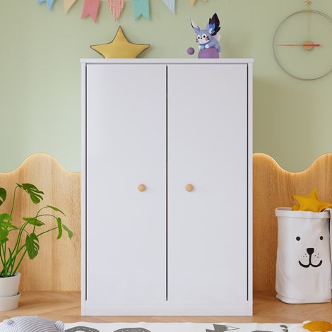 Armadio 2 ante con appendiabiti, 80 x 50 x 120 cm, MDF bianco HAVRYA (1/5)