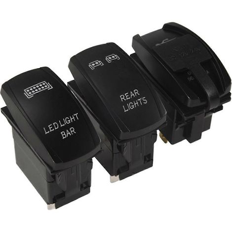 Wippschalter für Rückleuchten, LED-Lichtleiste, 2 USB-Ladeanschluss