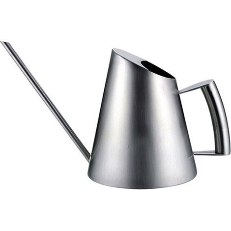 Arrosoir en acier inoxydable pour le jardin, l'intérieur et l'extérieur, avec un long bec verseur pour la maison et la terrasse (1500 ml, forme conique) (1/5)